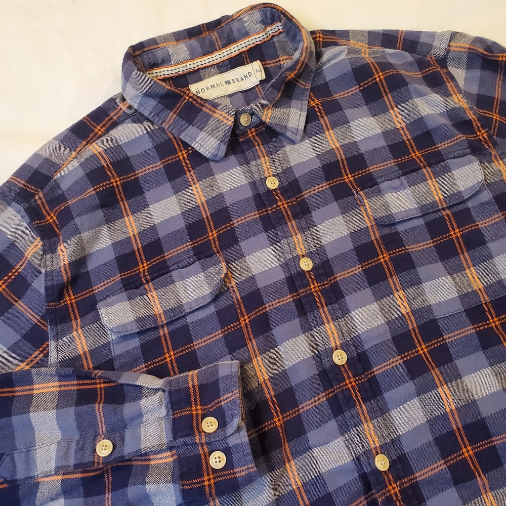 The Normal Brand Connor Regular Fit Plaid Flannel Button Up‎ Shirt Men's Size XL